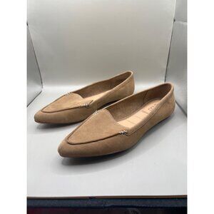 Me Too Womens Tan Leather Pointed-Toe Flats Size 9M